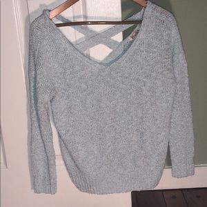 Baby blue crisscross back sweater